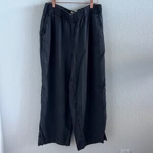 C&C California 100% Lyocell Gray Elastic Waist Wide Leg Cropped Pants Large